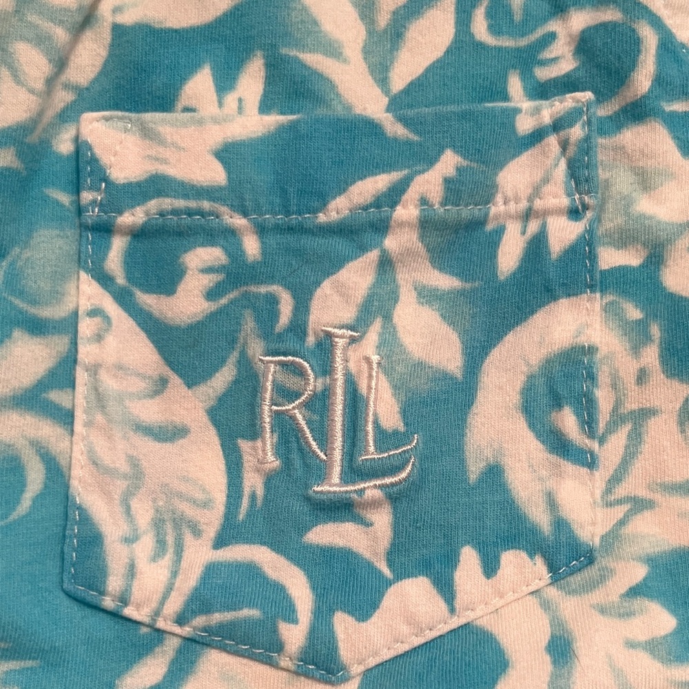 Lauren Ralph Lauren Blue and White Button Down Pajama Top - Picture 3 of 7